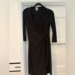 Anne Klein Black Sheath Dress with Plunge Neckline